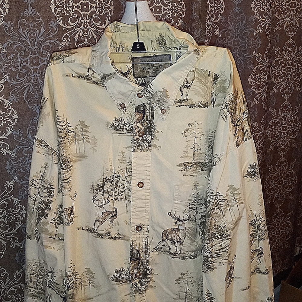Buck forest theme heavyweight cotton men's shirt